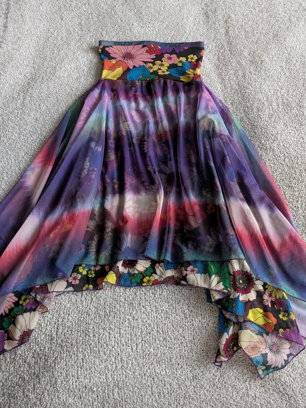 Petit Pois Strapless Purple Multicolor Floral Mini Dress